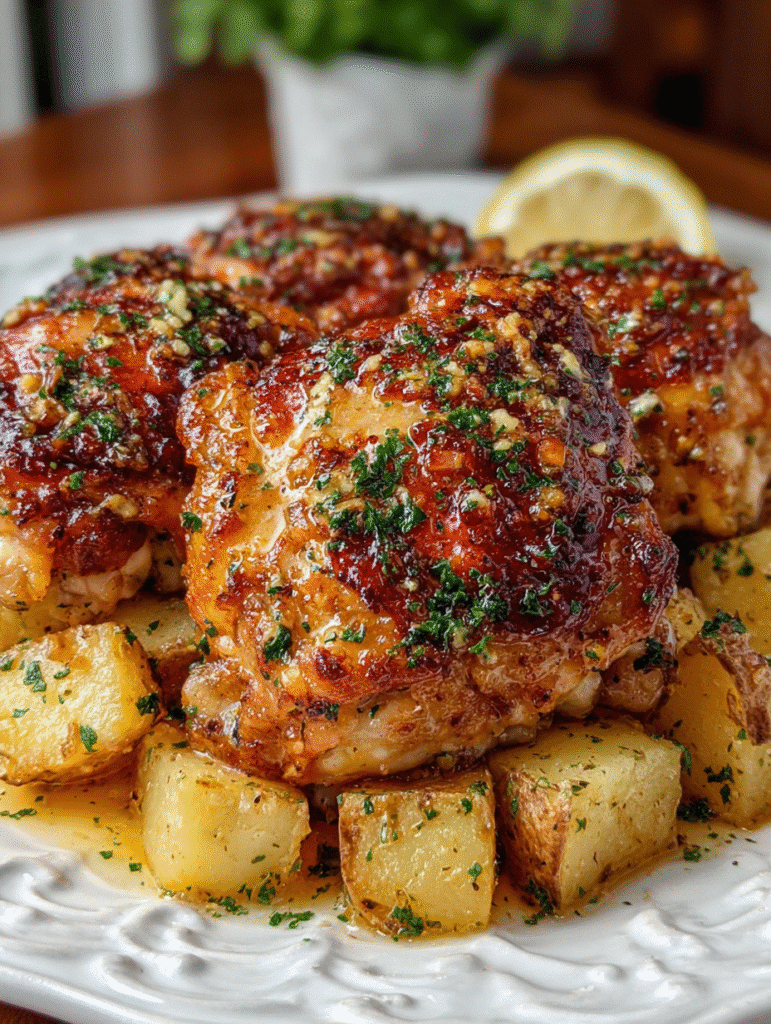 Poulet Rôti au Citron et à l’Ail avec Pommes de Terre