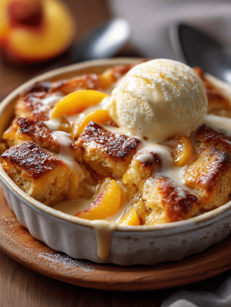 Pudding de Pain aux Pêches