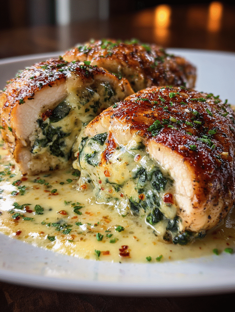 Roulés de Poulet Farcis aux Épinards et à la Crème