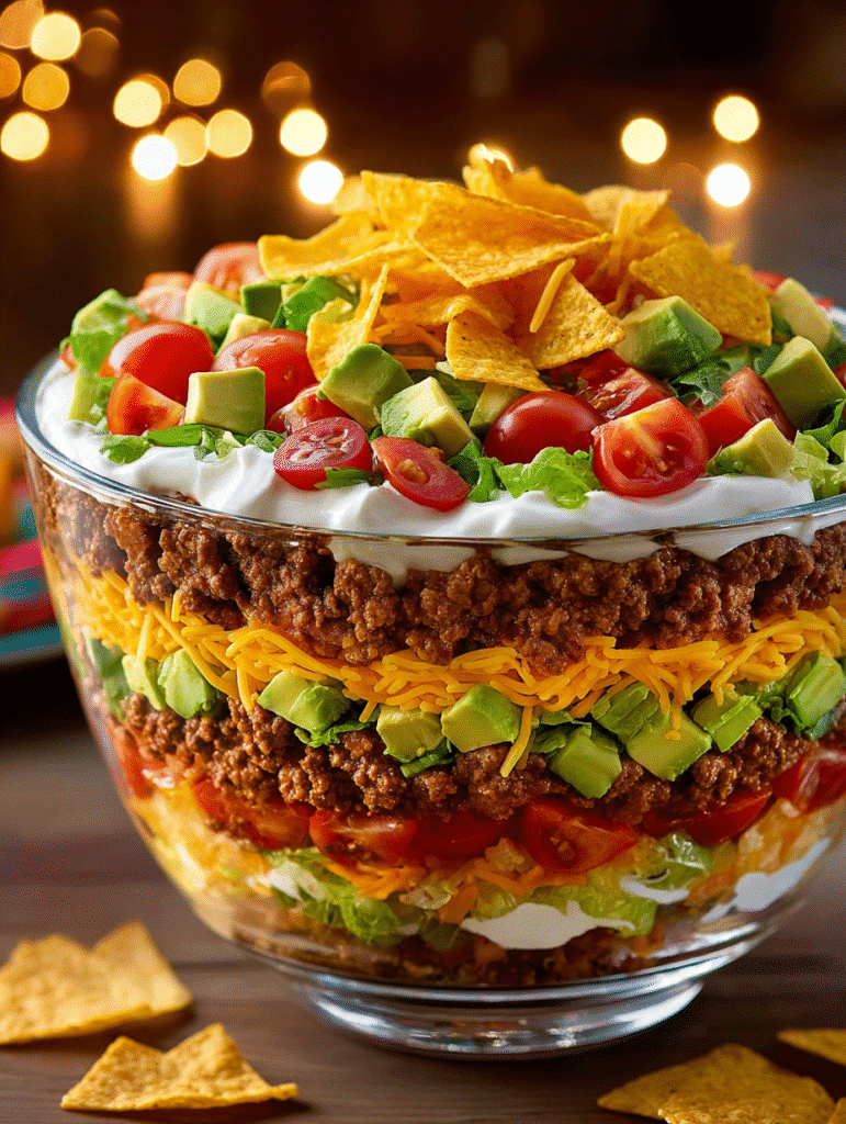 Home 7 Salade Taco en Bol Superposée Ultime : une recette savoureuse !