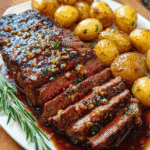 Steak au Beurre à l’Ail avec Pommes de Terre Rôties Croquantes