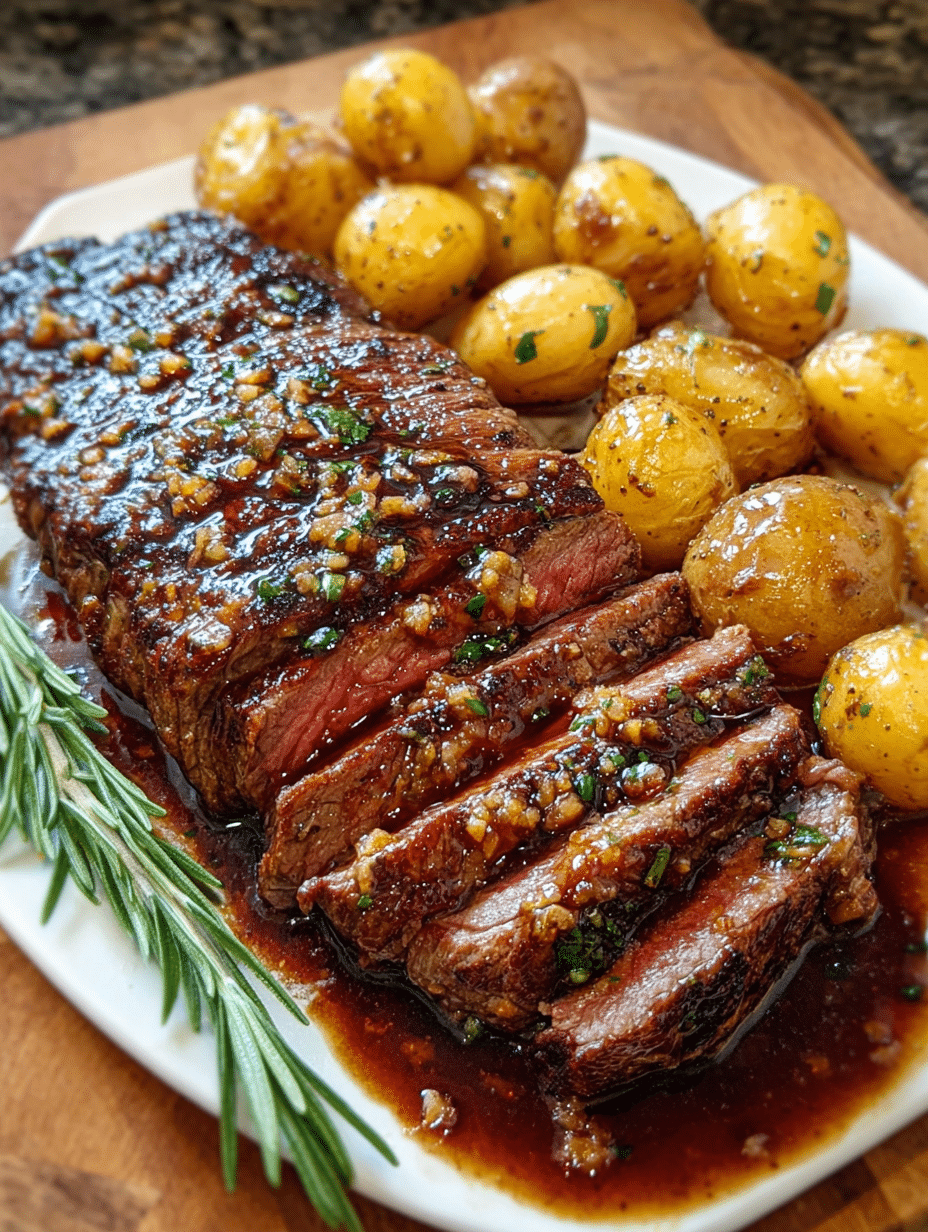Steak au Beurre à l’Ail avec Pommes de Terre Rôties Croquantes