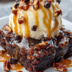 Sundae Brownie Fondant au Chocolat et Caramel Croquant