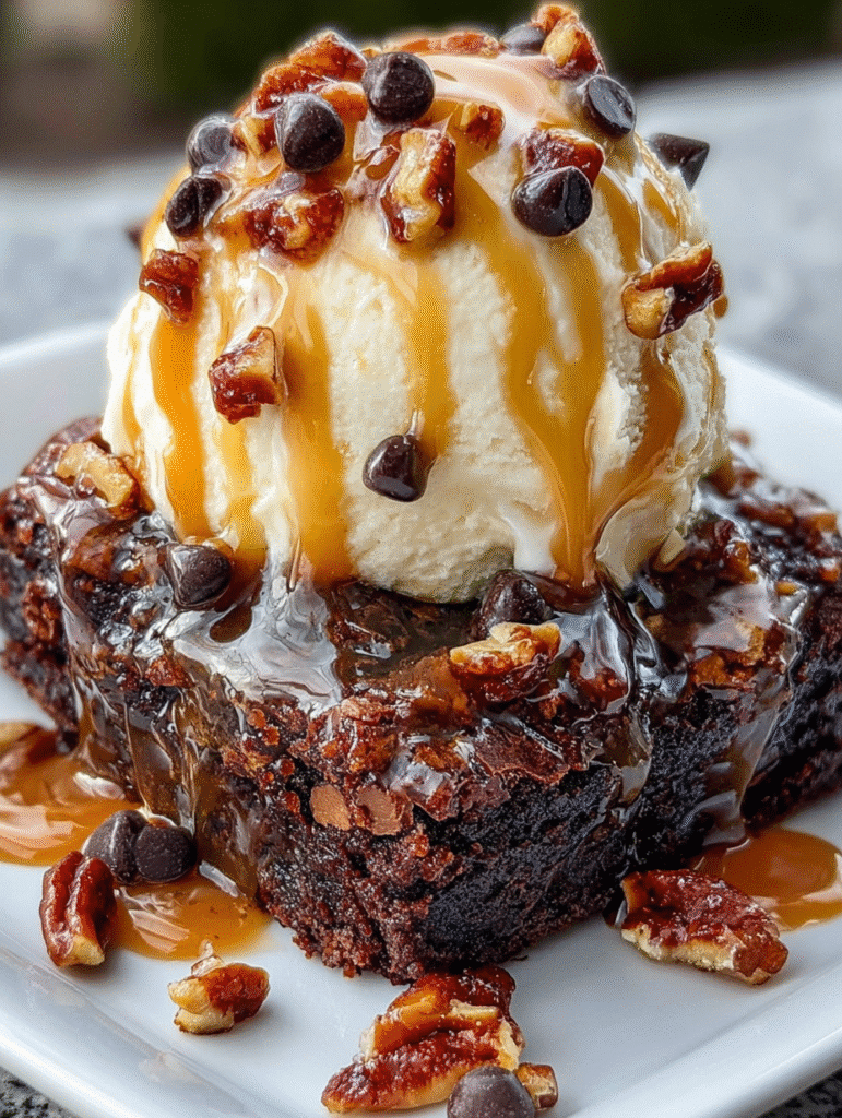 Sundae Brownie Fondant au Chocolat et Caramel Croquant