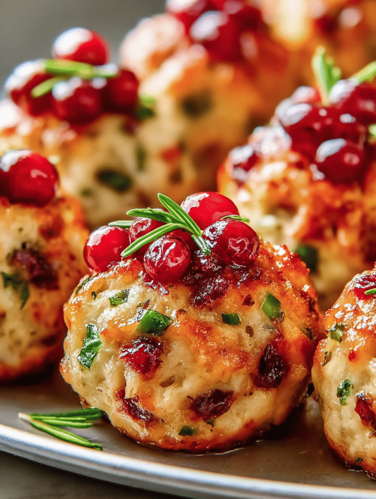 Boulettes Festives de Farce à la Dinde et Canneberges