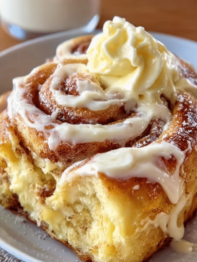 Brioches roulées à la cannelle et glaçage crémeux