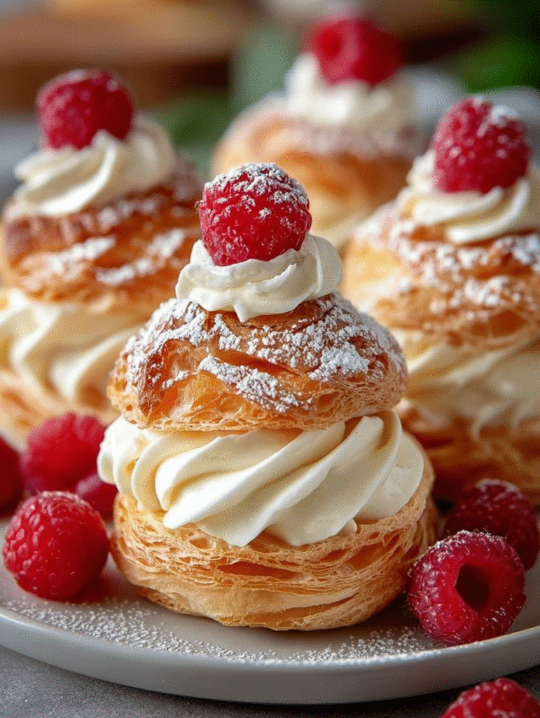 Choux Feuilletés Framboise–Vanille
