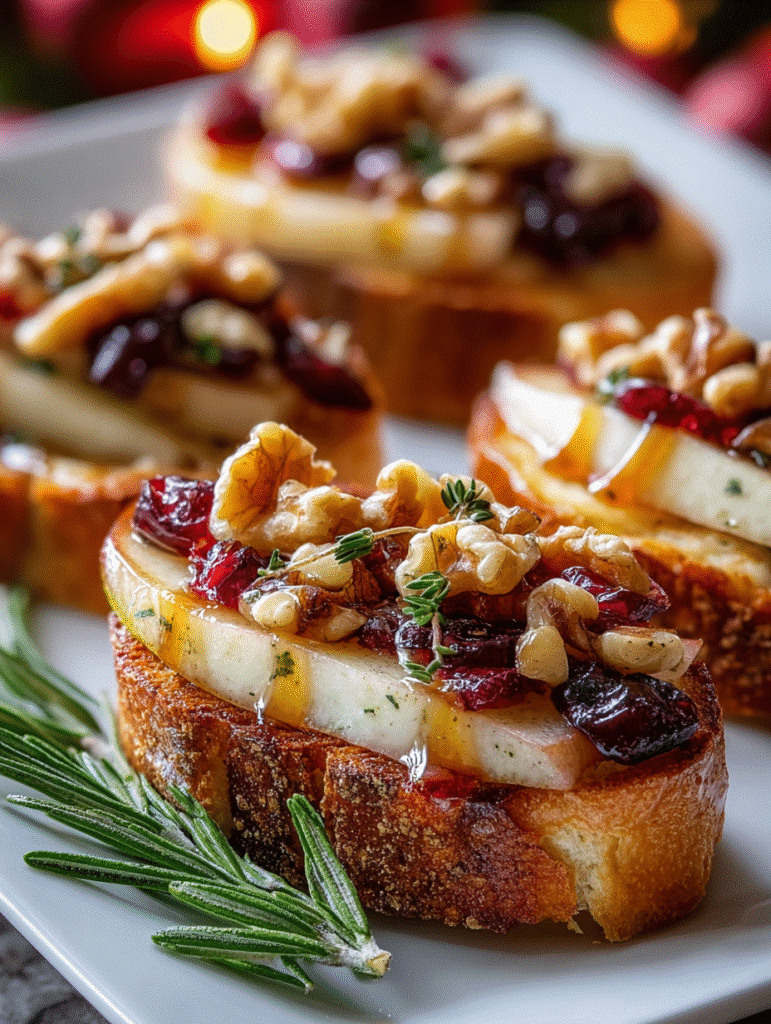 Crostini Poire, Brie & Canneberges