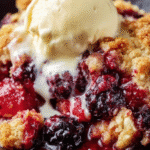 Crumble Tiède aux Fruits Rouges & Glace Vanille Fondante