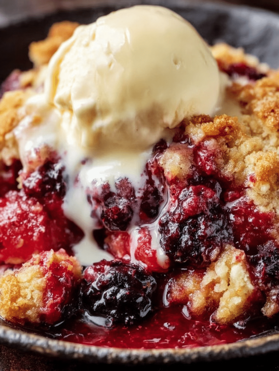 Crumble Tiède aux Fruits Rouges & Glace Vanille Fondante