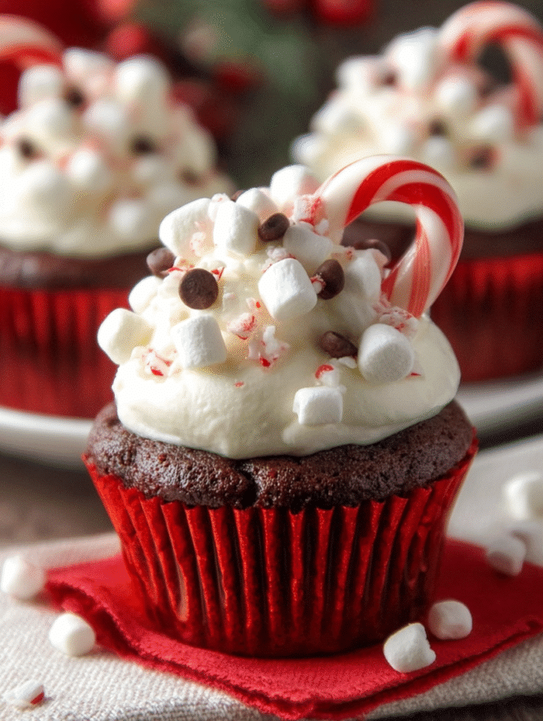 Cupcakes Chocolat Chaud & Canne en Sucre