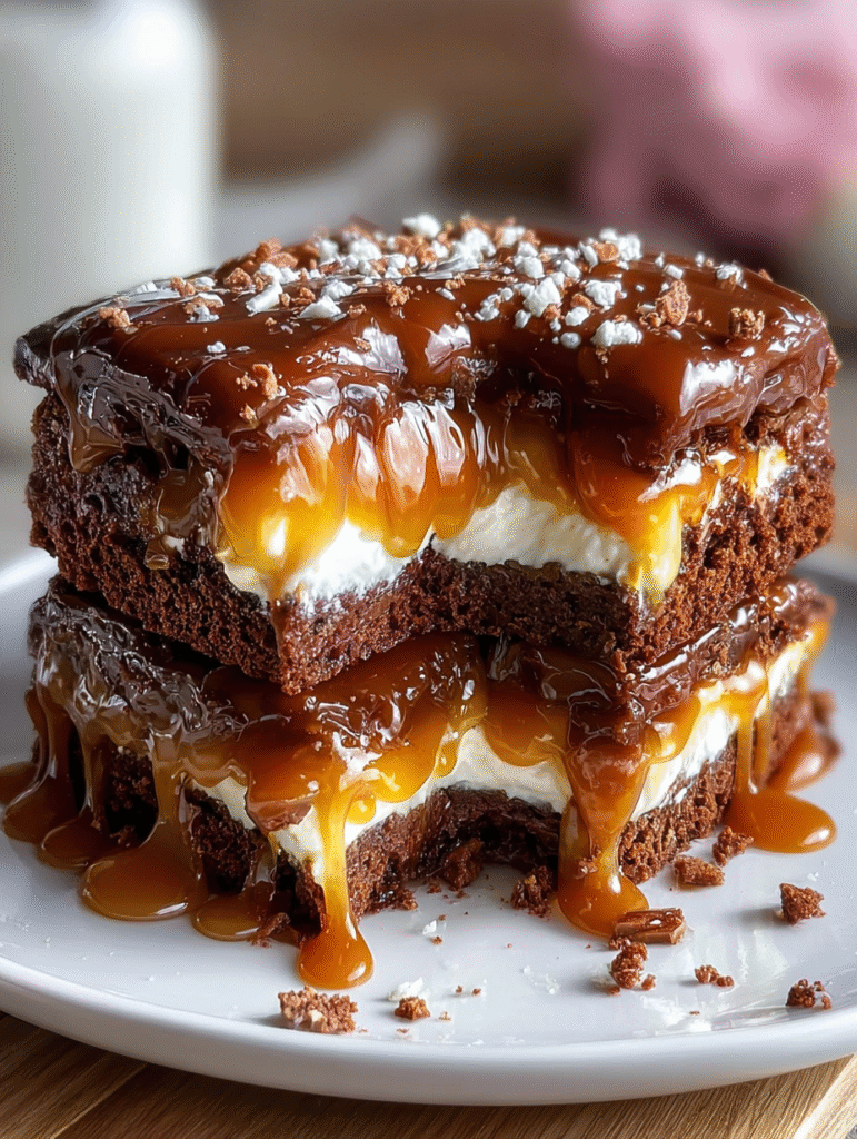 Gâteau Brownie Caramel & Crème Vanille