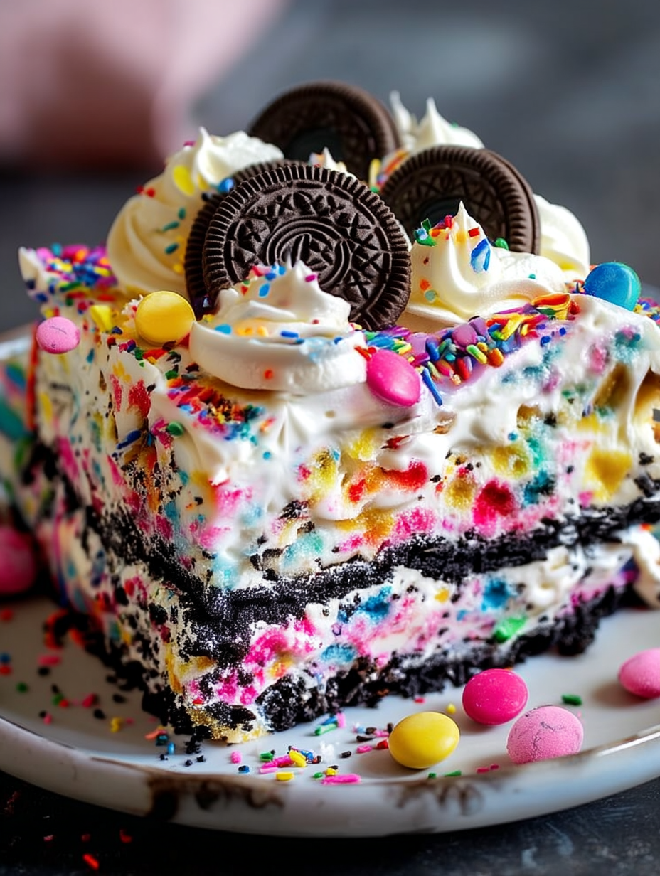 Gâteau Glacé Oreo Funfetti (Sans Cuisson) : Un délice frais ! 2 Gâteau Glacé Oreo Funfetti (Sans Cuisson)