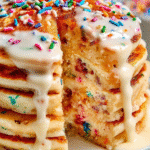 Pancakes Funfetti & Glaçage Vanille : un délice à découvrir ! 3 Pancakes Funfetti & Glaçage Vanille