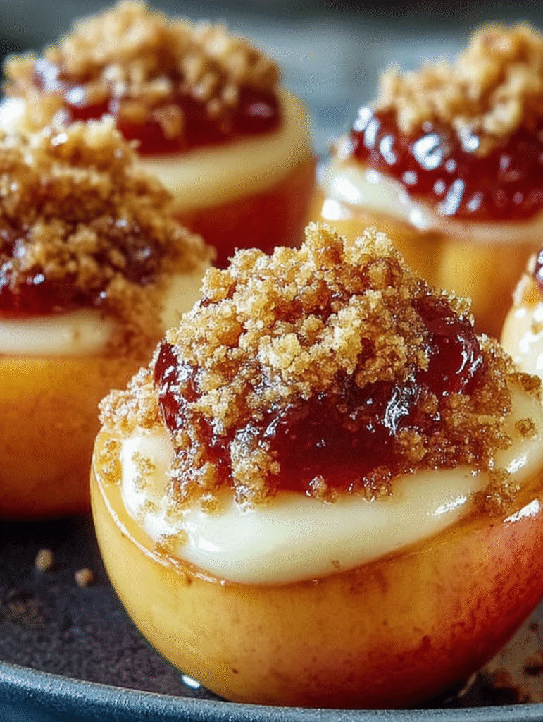 Pêches Caramélisées à la Crème & Crumble