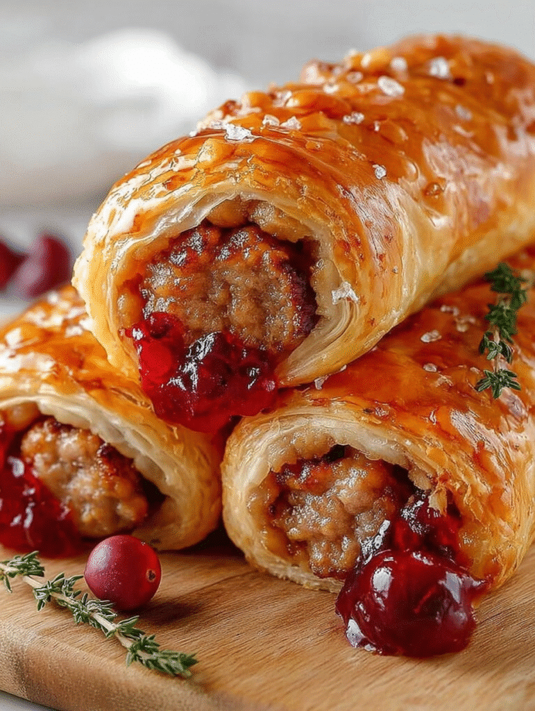 Roulés Feuilletés de Saucisse au Coulis de Canneberge