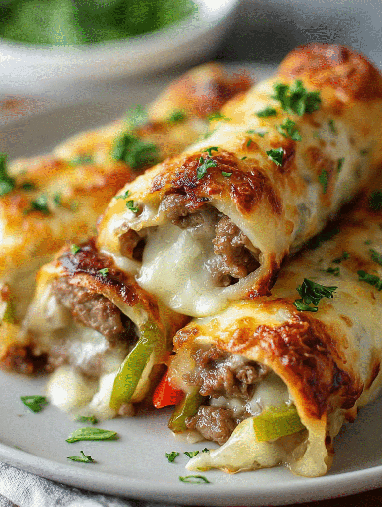 Roulés Philly Cheesesteak Keto