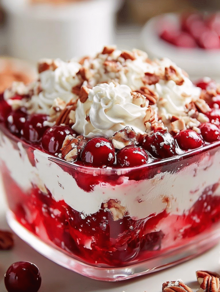 Salade Jello Canneberge-Framboise à la Crème Fromagée
