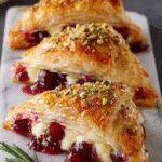 Triangles de Phyllo aux Canneberges : une douceur irrésistible ! 3 Triangles de Phyllo aux Canneberges, Crème Vanille & Pistaches